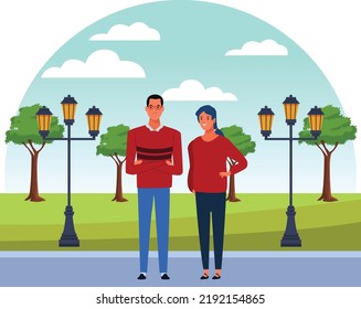 Couple Avatar Cartoon Character Vector Illustration
