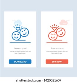Couple, Avatar, Smiley Faces, Emojis, Valentine  Blue and Red Download and Buy Now web Widget Card Template