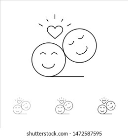Couple, Avatar, Smiley Faces, Emojis, Valentine Bold and thin black line icon set