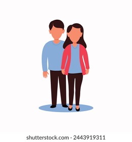 Couple avatars characters colorful vector background in flat style. Vector illustration