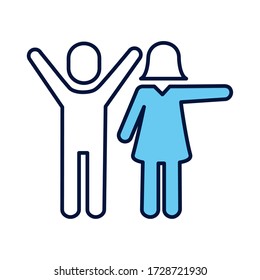 couple avatars silhouettes line and fill style vector illustration design