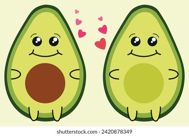 a couple of avocados consisting of two halves of one whole in love