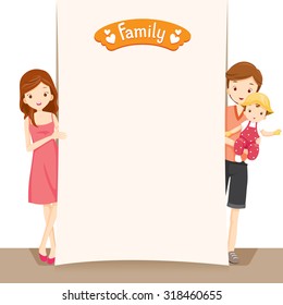 Couple and Baby with Blank Sign, Family, Relationship, Togetherness, Cheerful, Lifestyle 