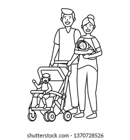 couple with baby carriage