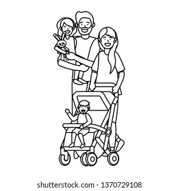 couple with baby carriage