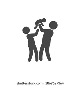 Couple with Baby Icon Black and White Vector Graphic