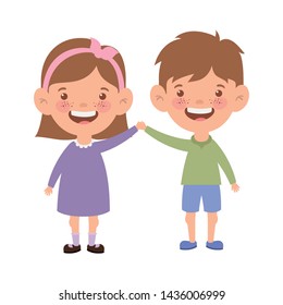 couple baby standing smiling on white background