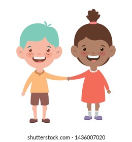 couple baby standing smiling on white background