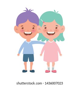 couple baby standing smiling on white background