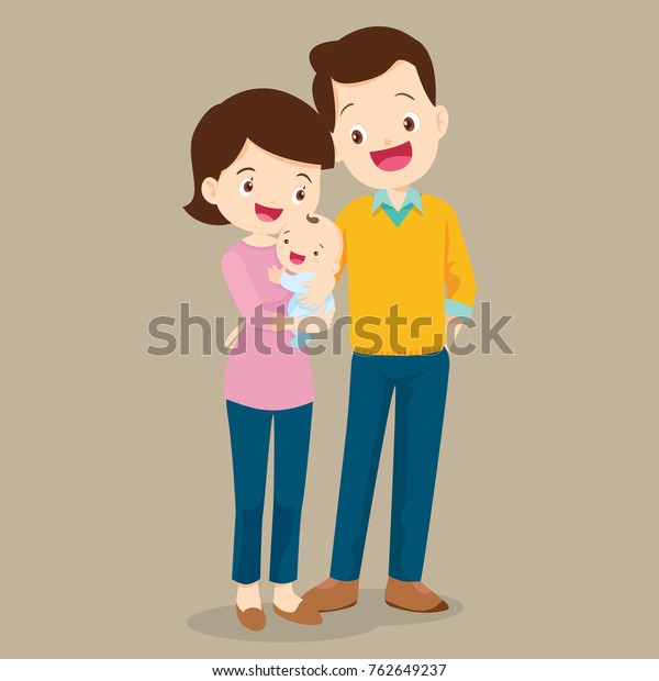 Couple Et Bebe Famille Mignonne Papa Maman Image Vectorielle De Stock Libre De Droits