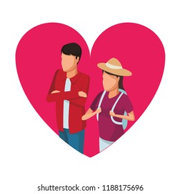Couple with backpack and hat