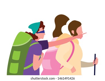 couple with backpack hiking wanderlust