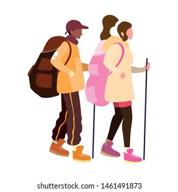 couple with backpack hiking wanderlust
