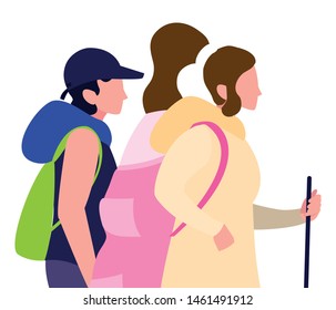 couple with backpack hiking wanderlust