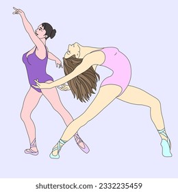 couple ballet dance steps vector art 