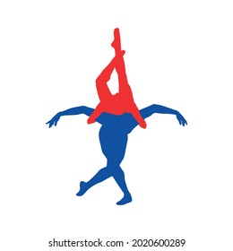 Couple of ballet dancers silhouette vector illustration black and white