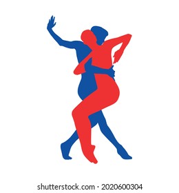 Couple of ballet dancers silhouette vector illustration black and white