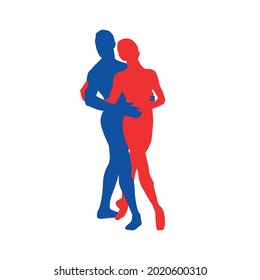 Couple of ballet dancers silhouette vector illustration black and white