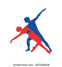 Pareja de bailarinas de ballet silueta ilustración vectorial 