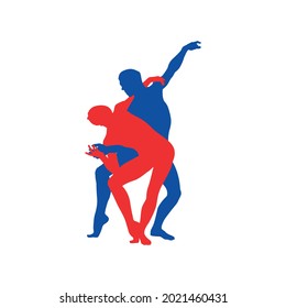 Pareja de bailarinas de ballet silueta ilustración vectorial 