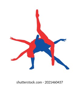 Pareja de bailarinas de ballet silueta ilustración vectorial 