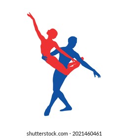 Couple of ballet dancers silhouette vector illustration 