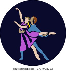 Pareja de bailarinas de ballet Ilustración vectorial
