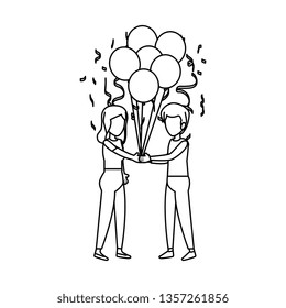 couple with balloons helium floating