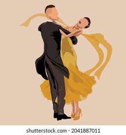 couple ballroom dance sport vector illustration