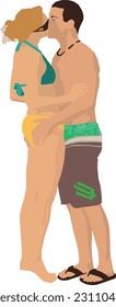 Couple in Bathing Suits 1 Vector Illustration