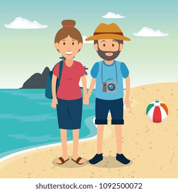 couple in the beach characters