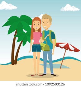 couple in the beach characters