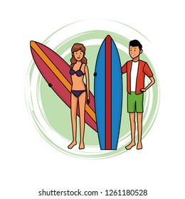 couple with beach items