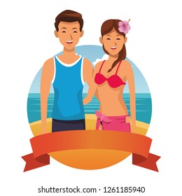 couple with beach items