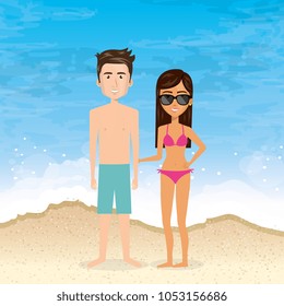 couple in the beach summer vacations