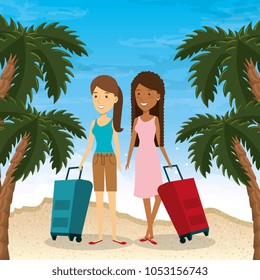 couple in the beach summer vacations