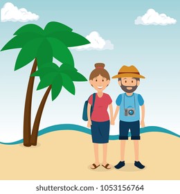 couple in the beach summer vacations