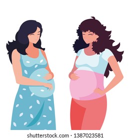 couple of beautiful pregnancy women characters
