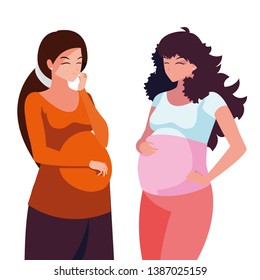 couple of beautiful pregnancy women characters