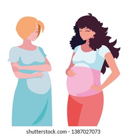 couple of beautiful pregnancy women characters