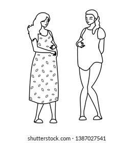 couple of beautiful pregnancy women characters