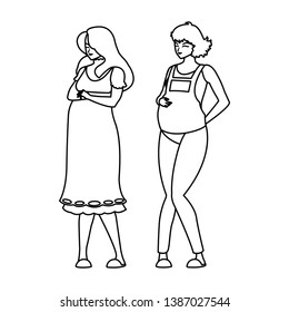 couple of beautiful pregnancy women characters