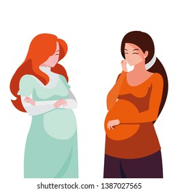 couple of beautiful pregnancy women characters