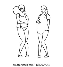 couple of beautiful pregnancy women characters