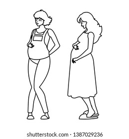 couple of beautiful pregnancy women characters