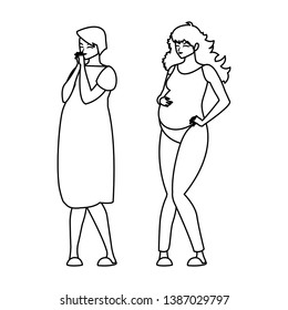 couple of beautiful pregnancy women characters