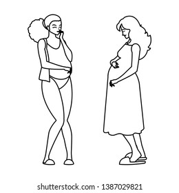 couple of beautiful pregnancy women characters