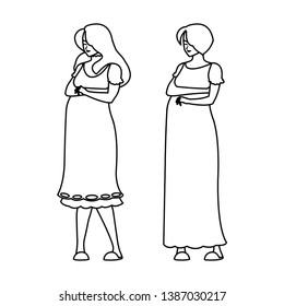 couple of beautiful pregnancy women characters