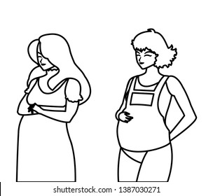 couple of beautiful pregnancy women characters