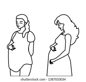 couple of beautiful pregnancy women characters